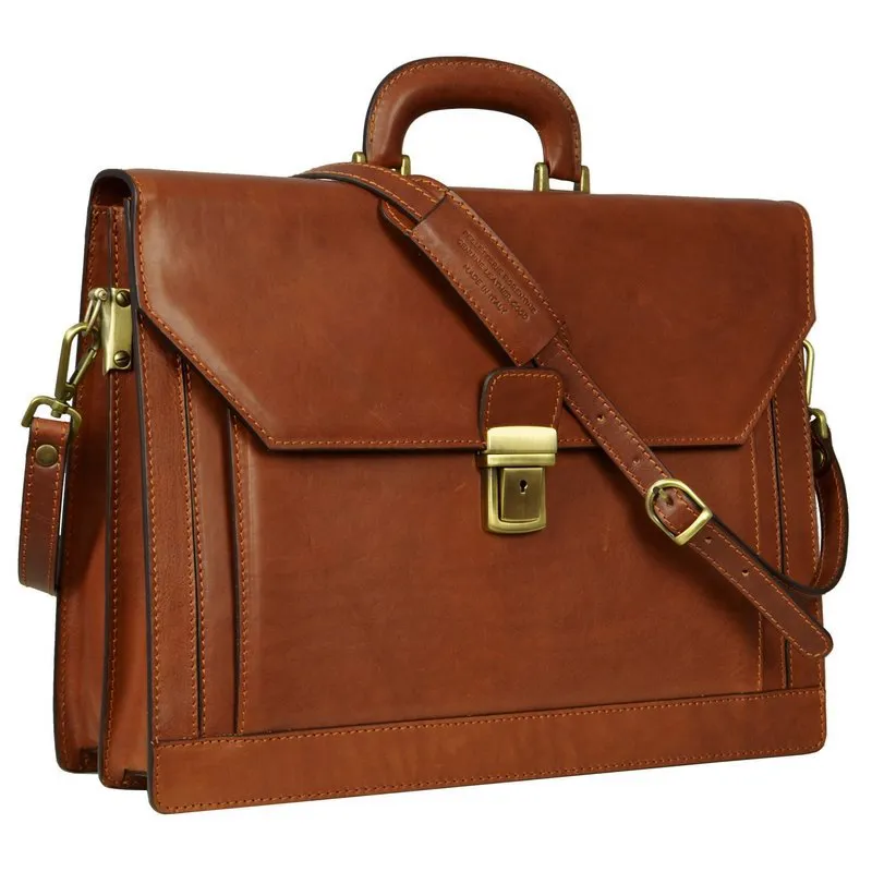 Large Full Grain Italian Leather Briefcase - Invisible Man