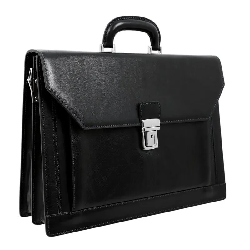 Large Full Grain Italian Leather Briefcase - Invisible Man