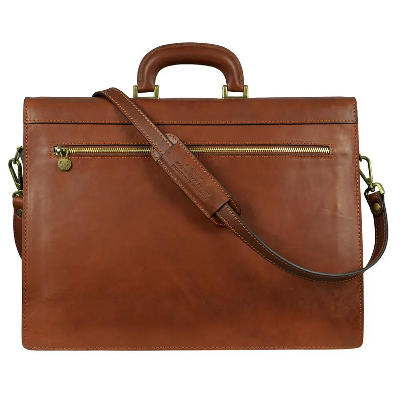 Large Full Grain Italian Leather Briefcase - Invisible Man