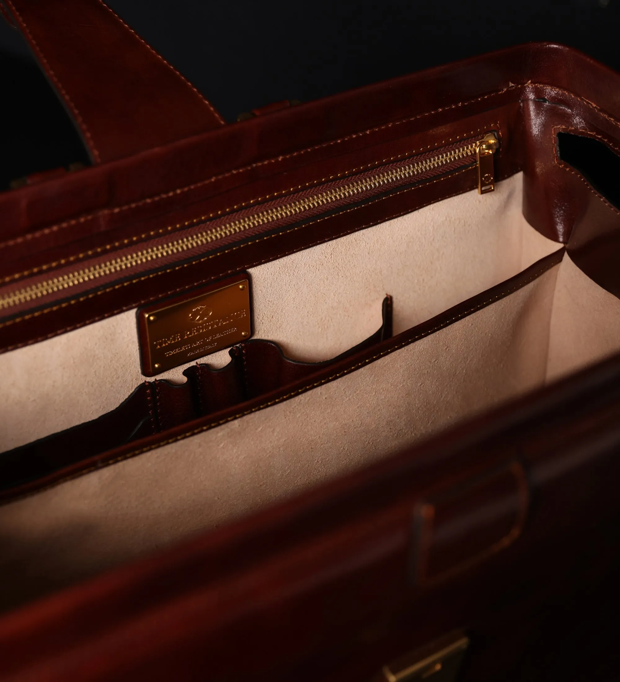 Large Full Grain Italian Leather Briefcase - The Firm