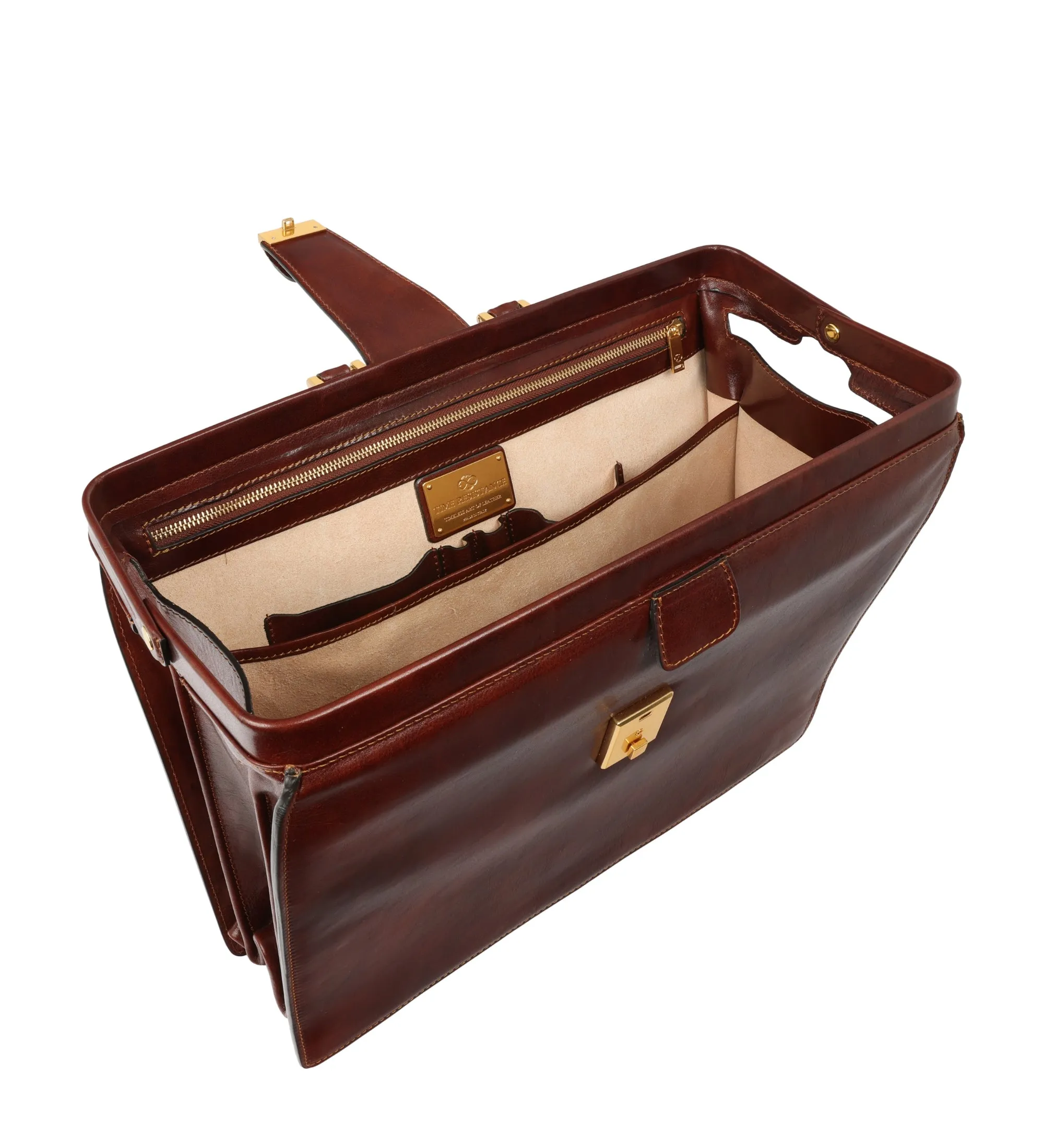 Large Full Grain Italian Leather Briefcase - The Firm