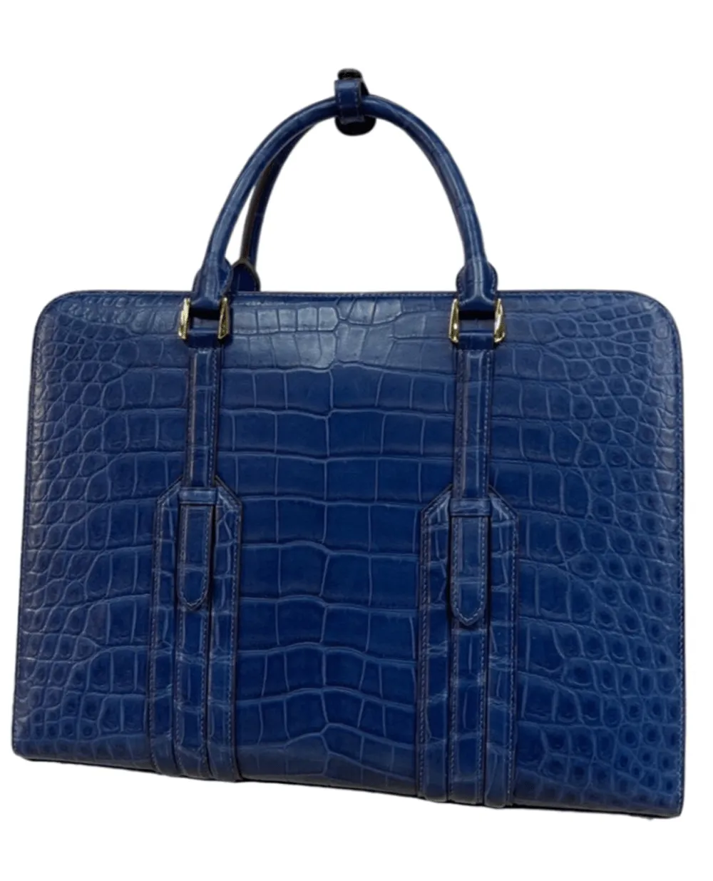 Large Genuine  Crocodile Briefcase, Luxury Crocodile Business Bag for Men Dark Blue