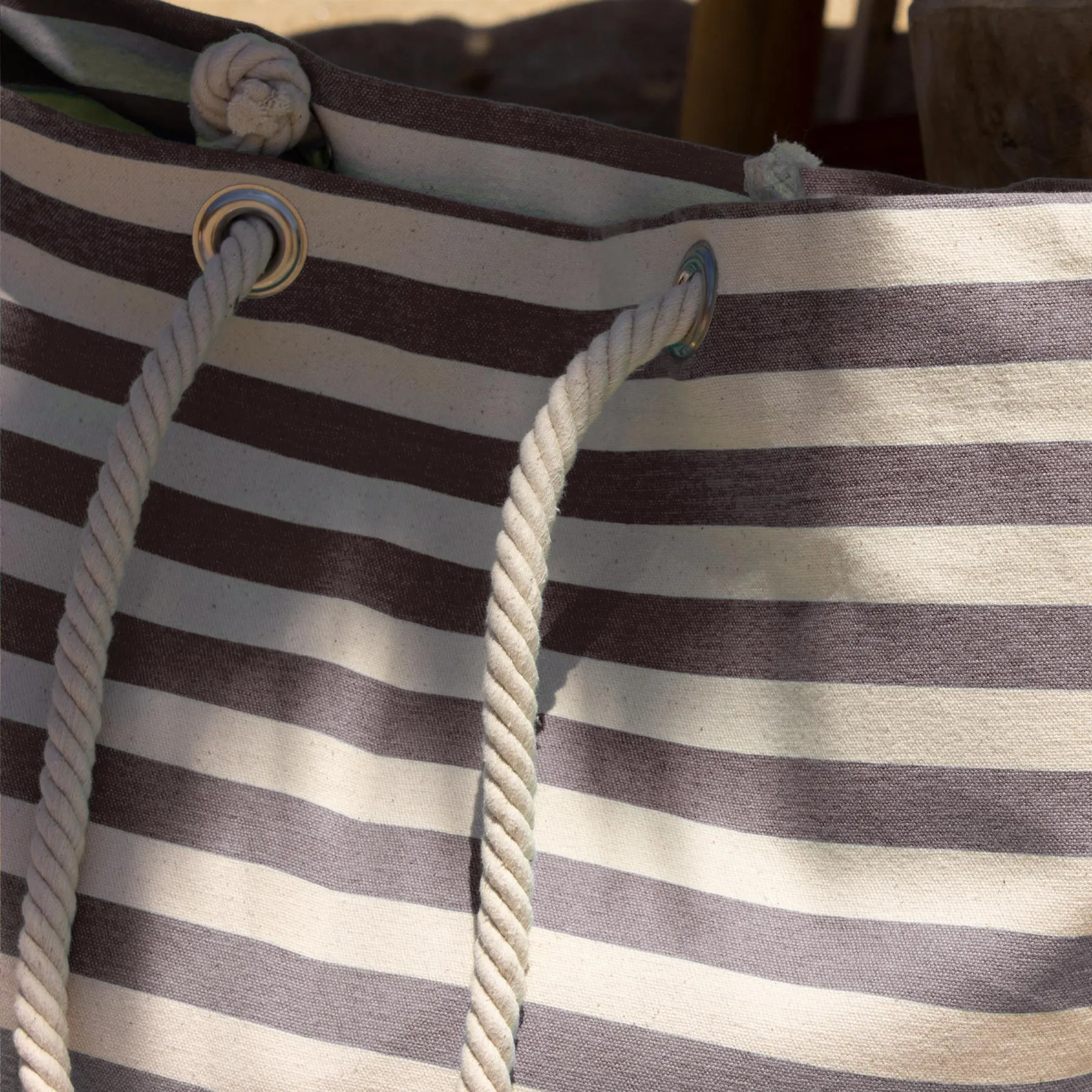 Large Striped Canvas Tote Beach Bag - By Nicola Spring