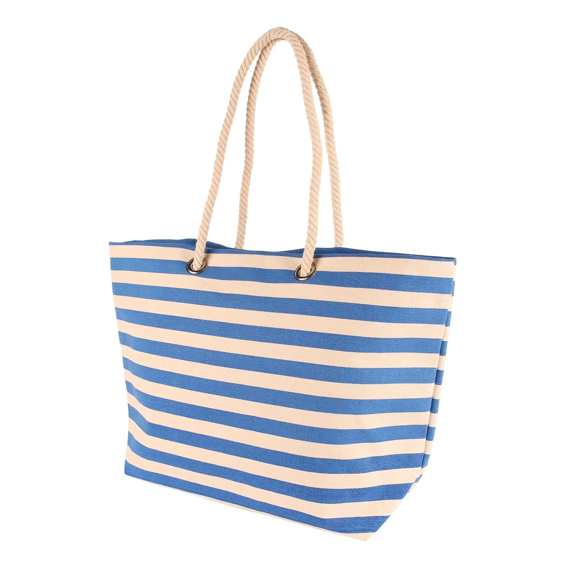 Large Striped Canvas Tote Beach Bag - By Nicola Spring