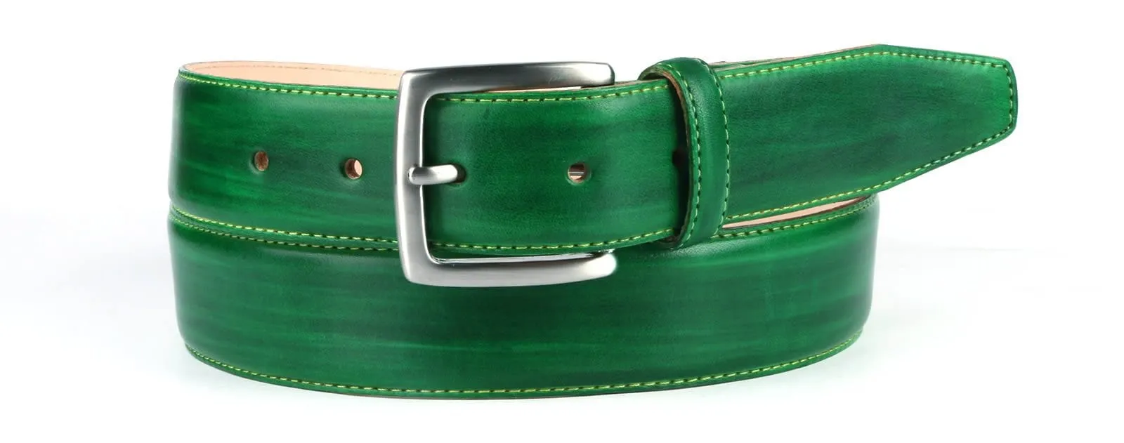 Leather Belt Custom Patina Green