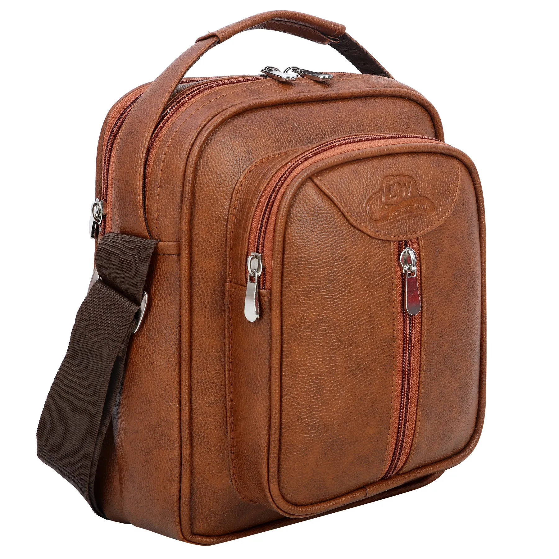 Leather World Vegan Leather 5.6 Liter Sling Cross Body Travel Office Business Messenger Bag for Men Women