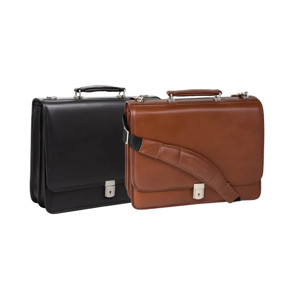 LEXINGTON | 15" Leather Flap Over Laptop Briefcase