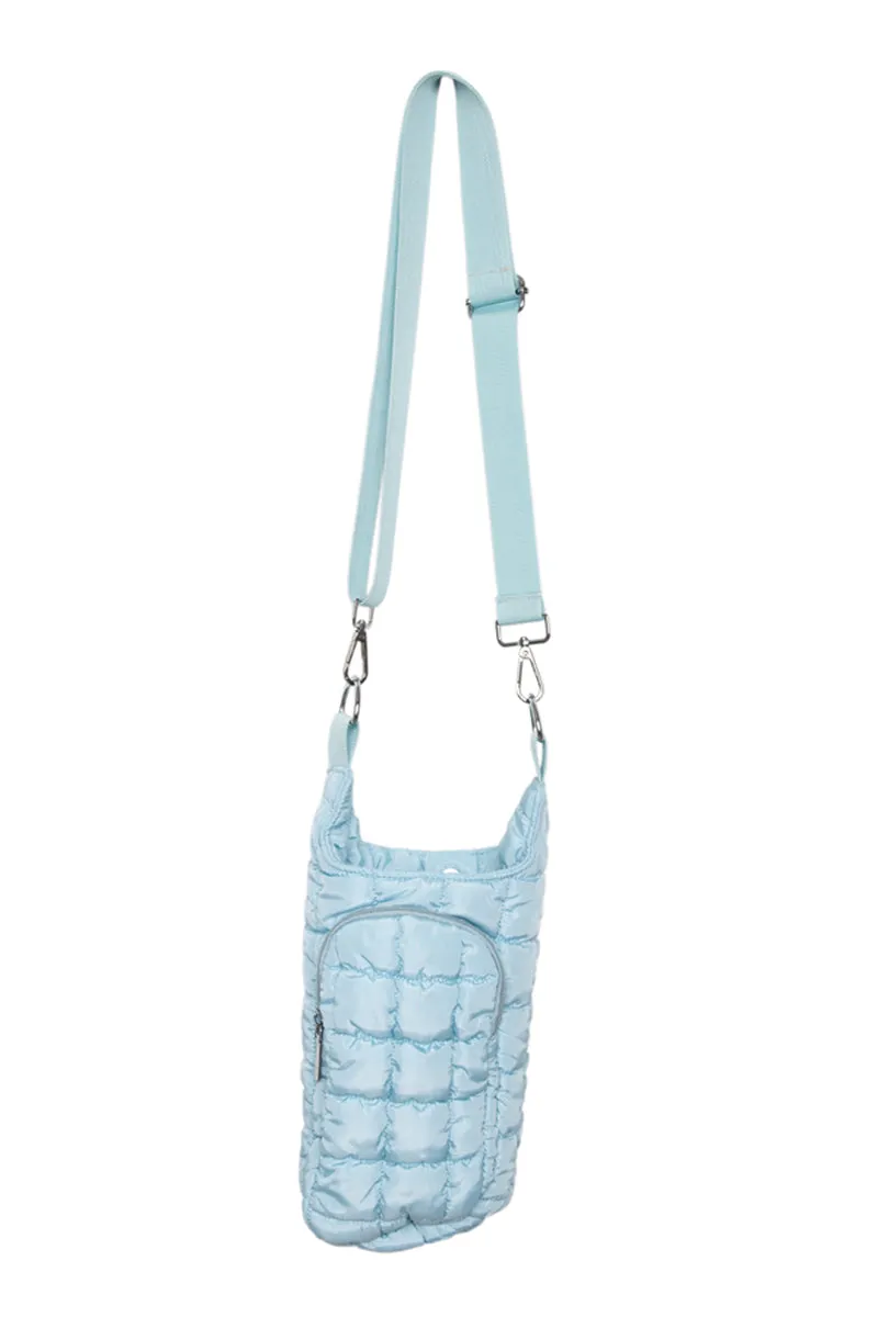 Light Blue Puffer Wholesale Water Bottle Sling Bag