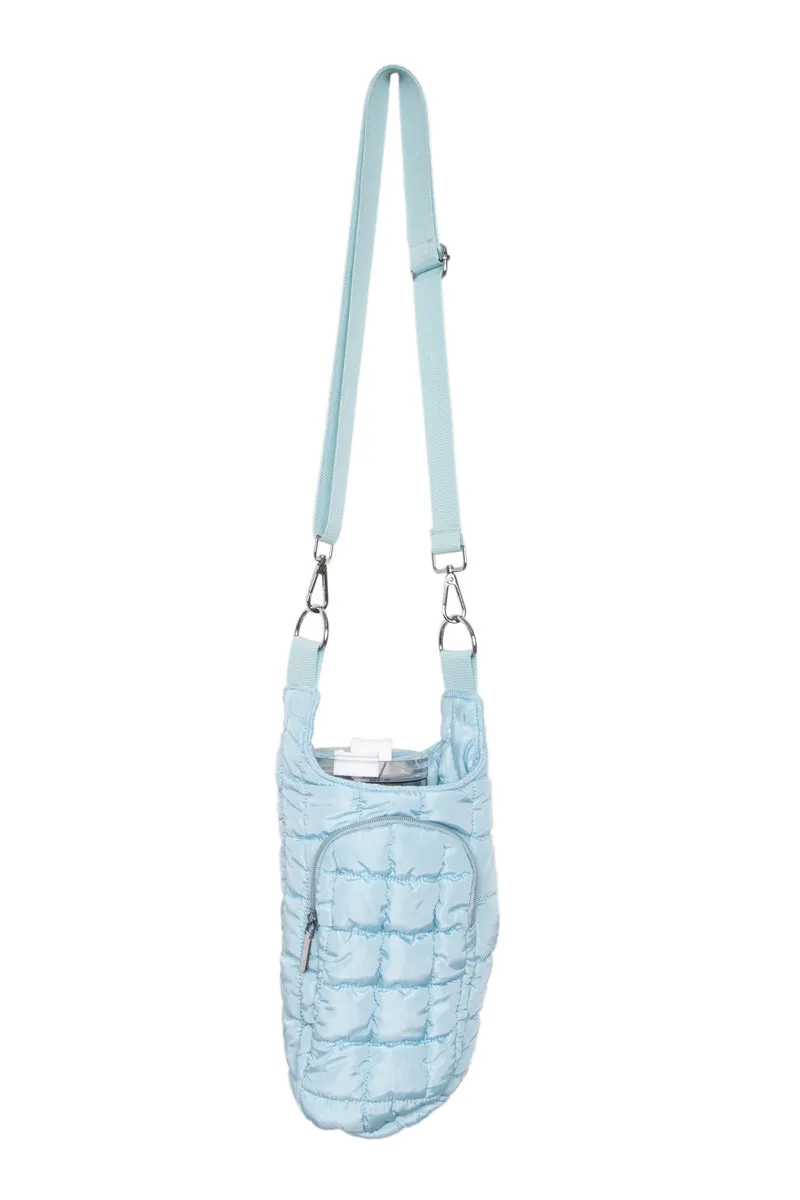 Light Blue Puffer Wholesale Water Bottle Sling Bag