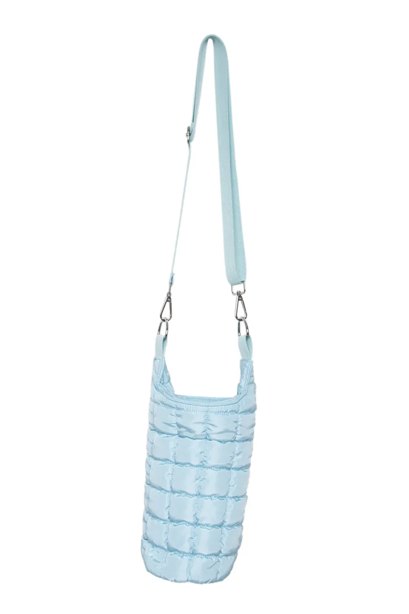 Light Blue Puffer Wholesale Water Bottle Sling Bag