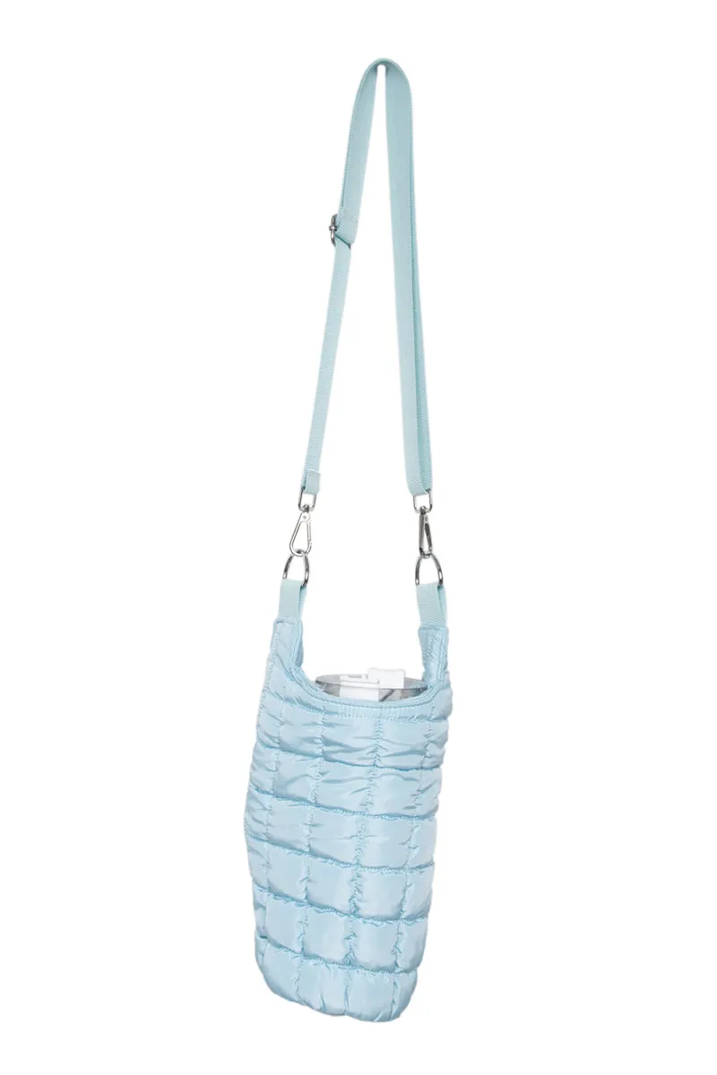 Light Blue Puffer Wholesale Water Bottle Sling Bag