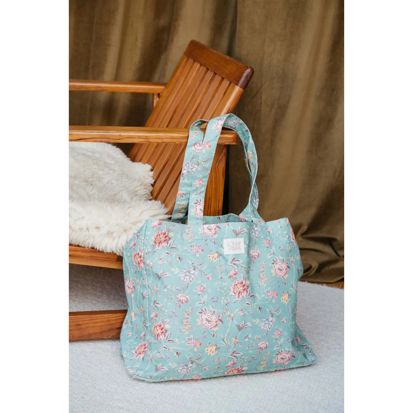 Louise Misha Tote Bag Beverly Printed Organic Cotton Canvas Blue