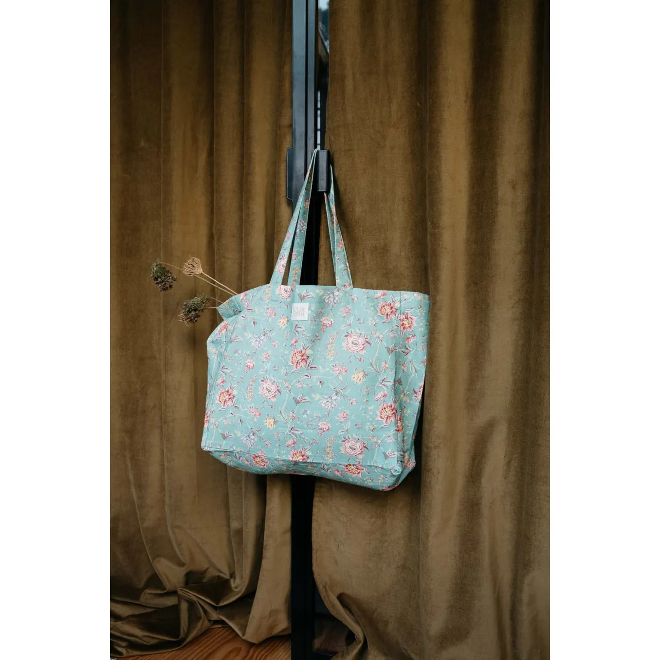 Louise Misha Tote Bag Beverly Printed Organic Cotton Canvas Blue