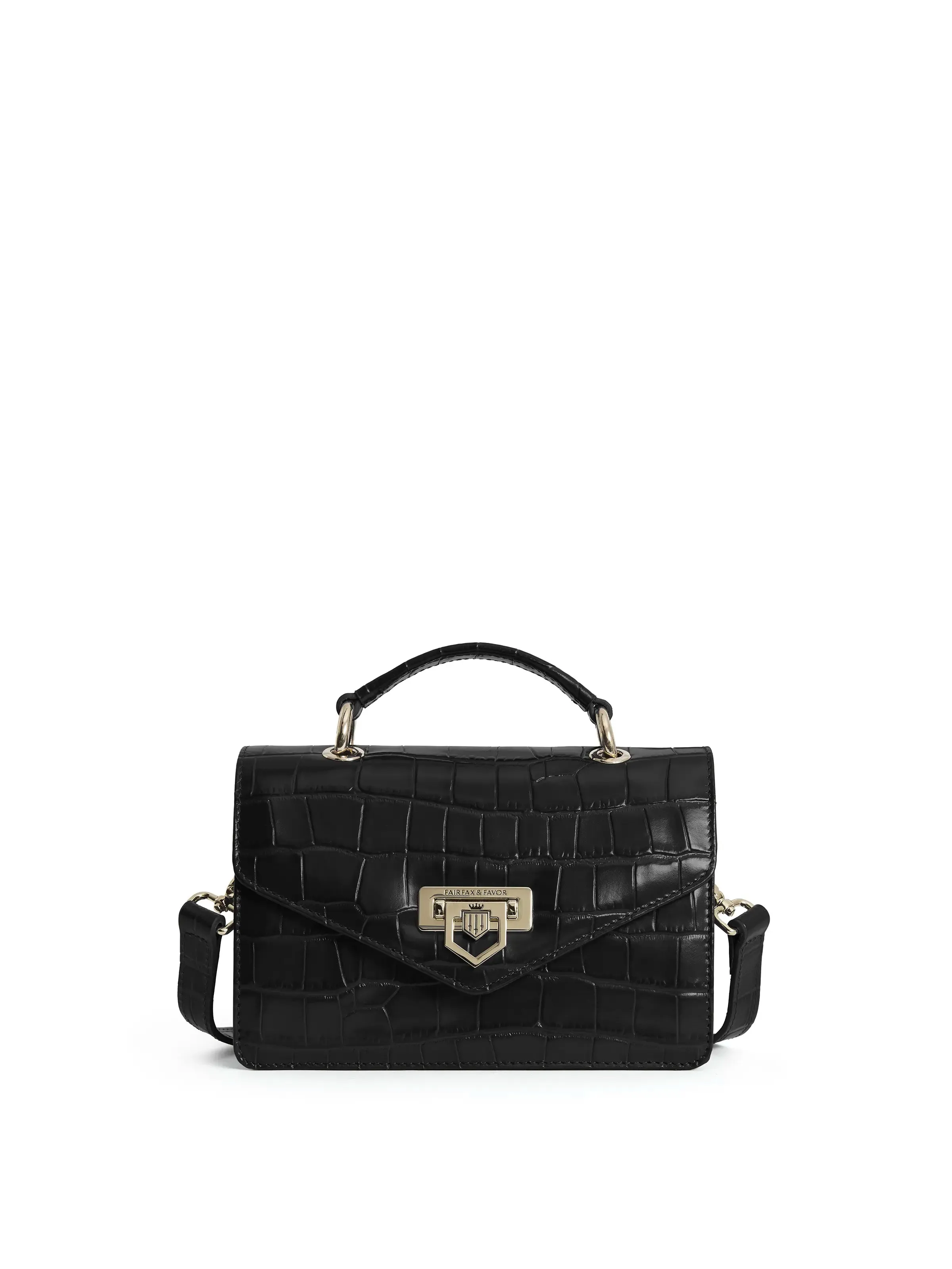 Loxley Mini Cross Body Bag - Black Croc Leather