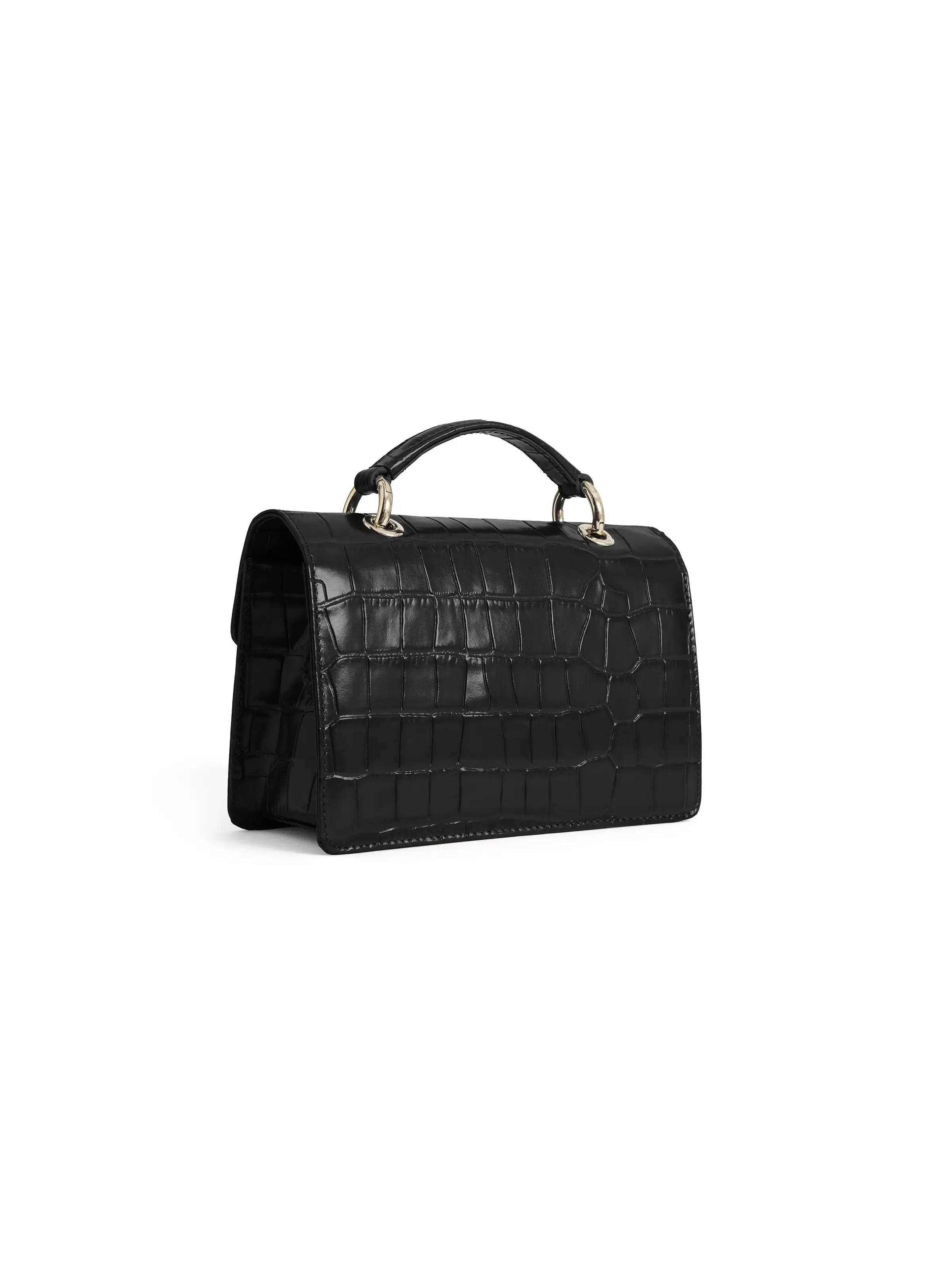 Loxley Mini Cross Body Bag - Black Croc Leather