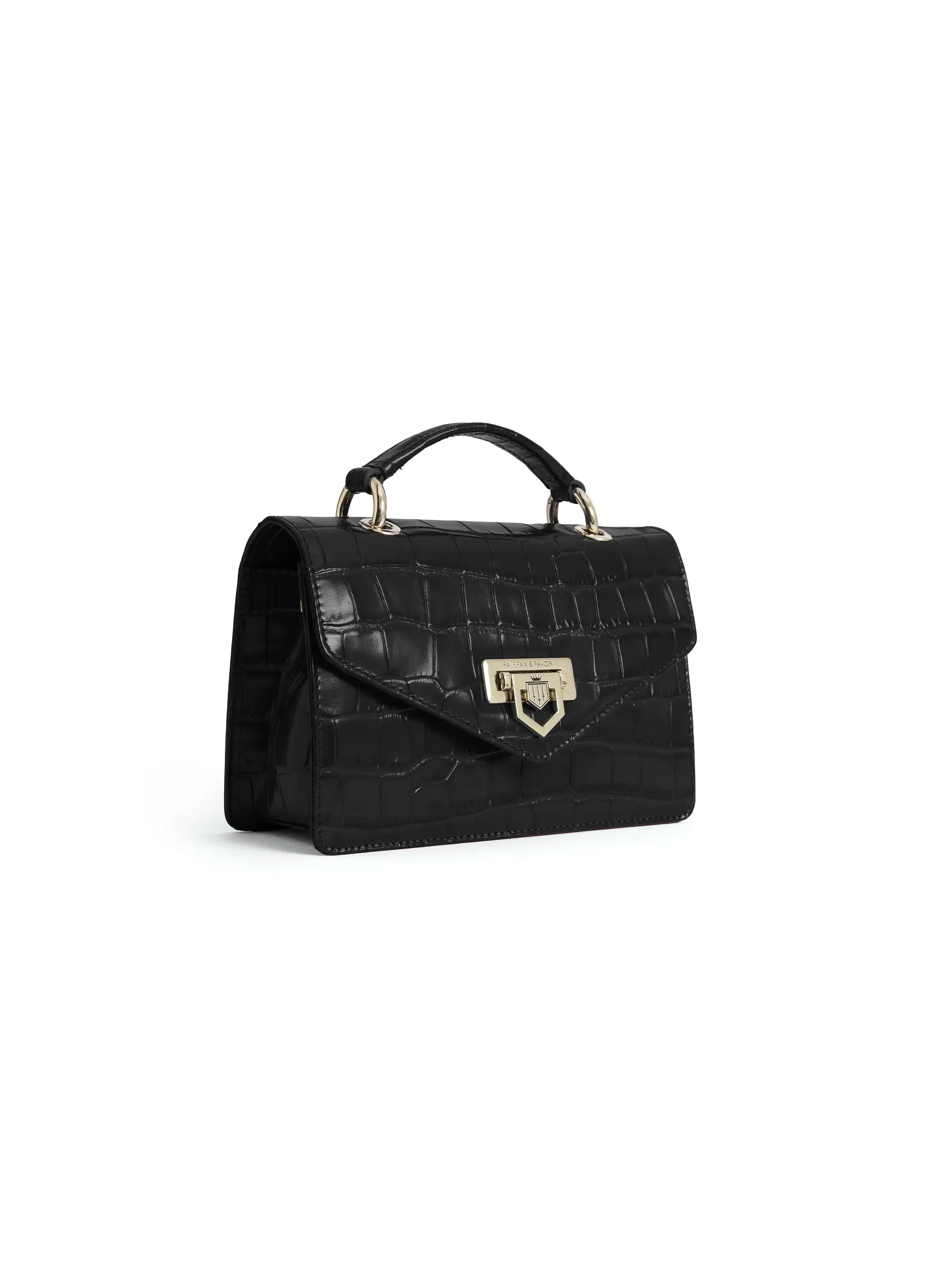 Loxley Mini Cross Body Bag - Black Croc Leather