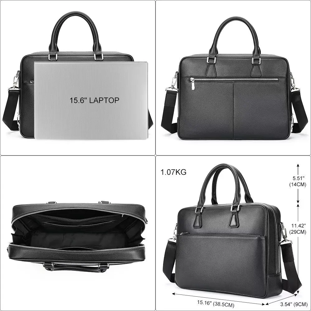 Luxury Leather Double Compartment Executive Business Briefcase