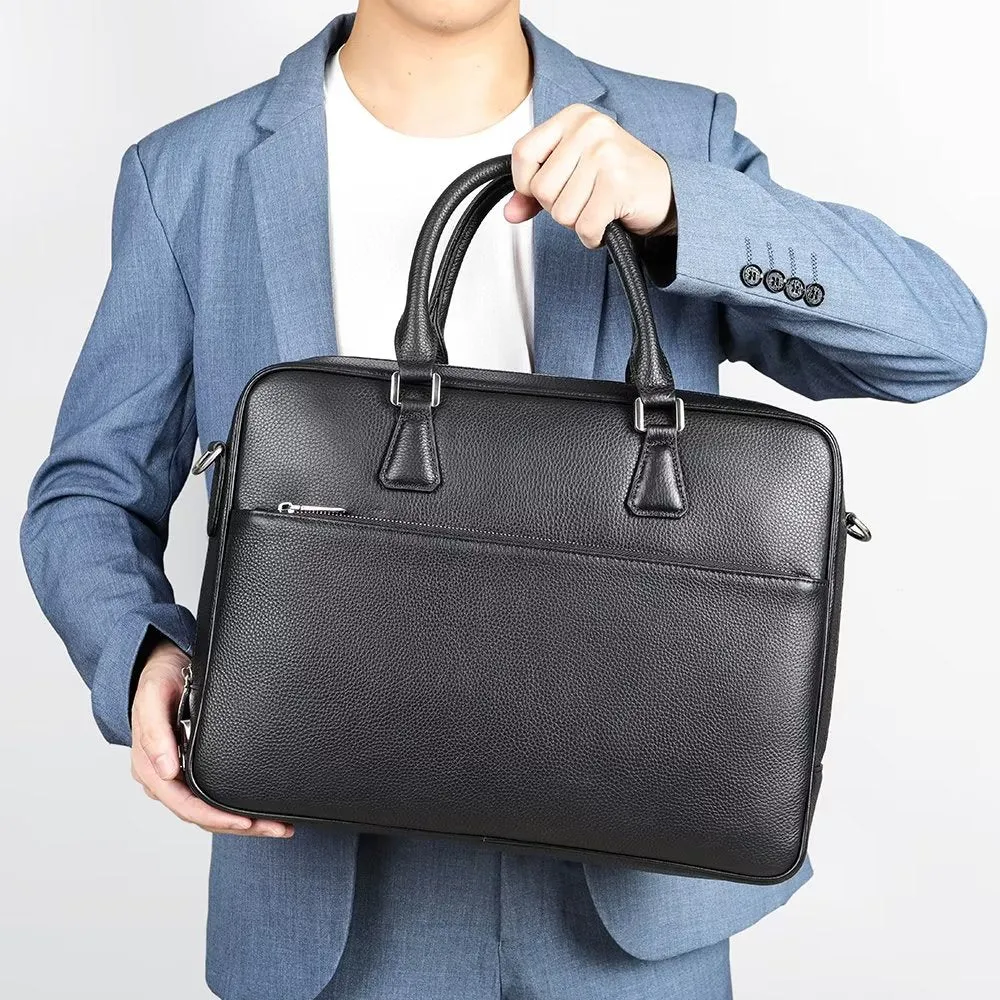 Luxury Leather Double Compartment Executive Business Briefcase