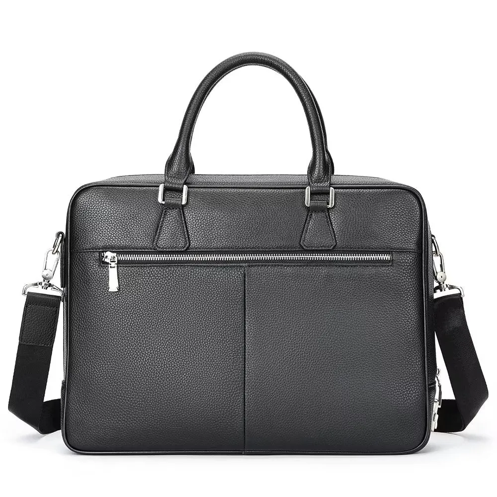 Luxury Leather Double Compartment Executive Business Briefcase