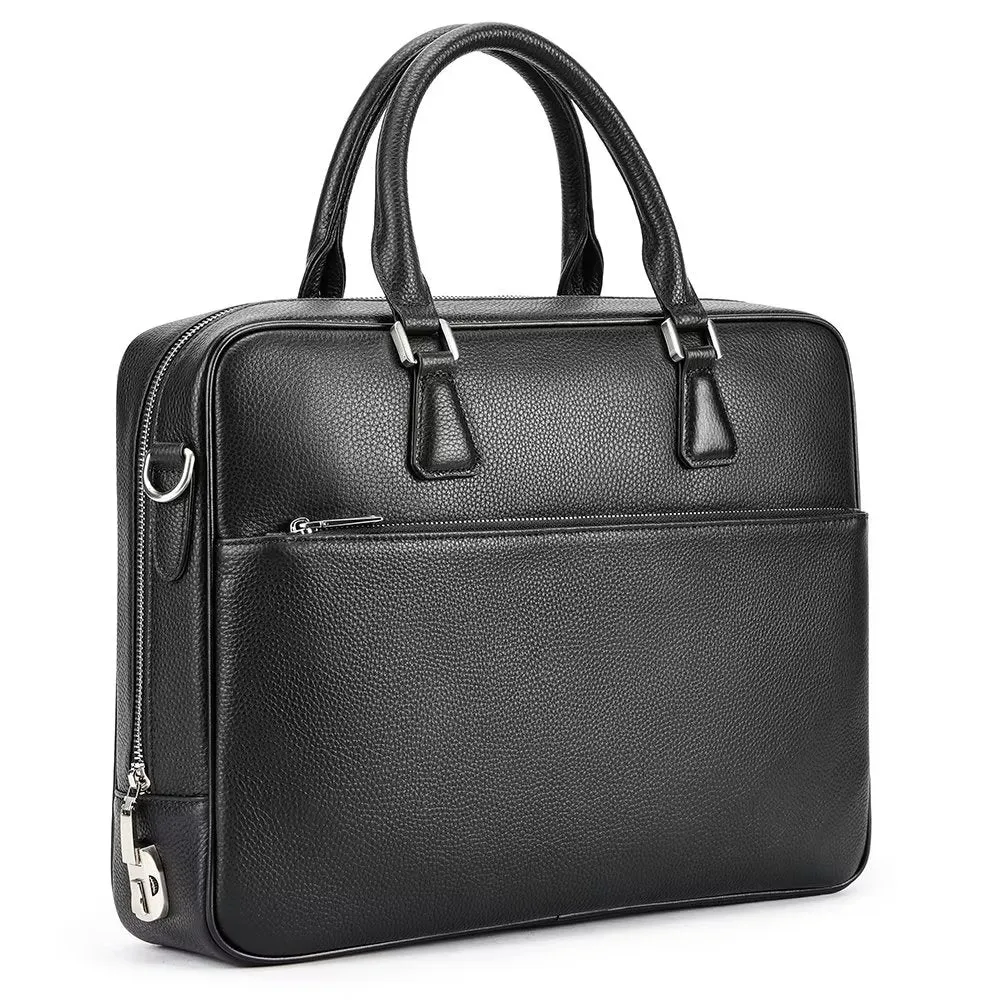 Luxury Leather Double Compartment Executive Business Briefcase