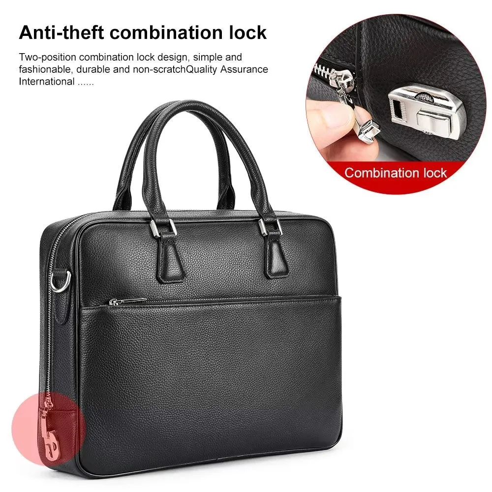 Luxury Leather Double Compartment Executive Business Briefcase