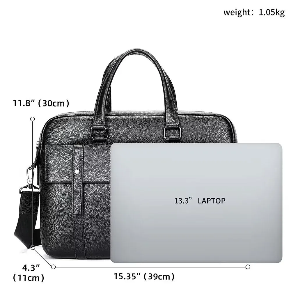 Luxury Leather Double Compartment Organizer Business Briefcase