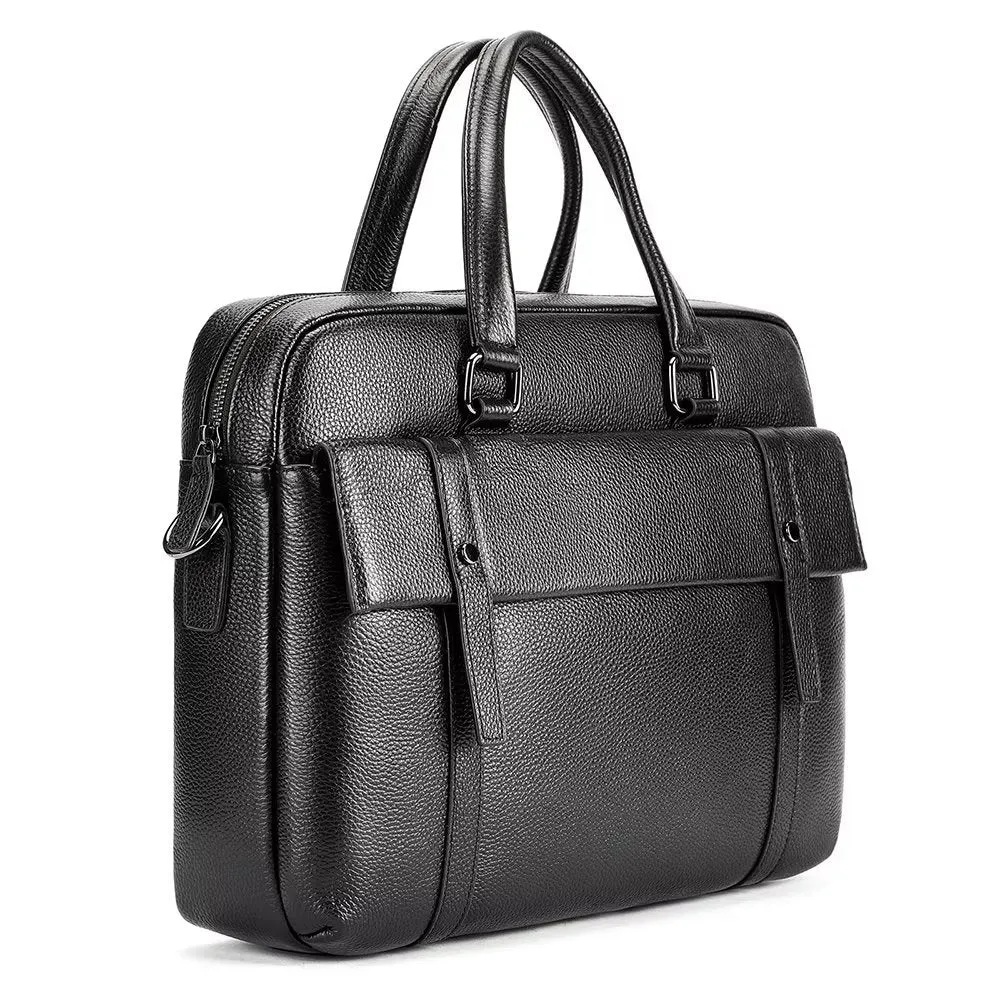 Luxury Leather Double Compartment Organizer Business Briefcase