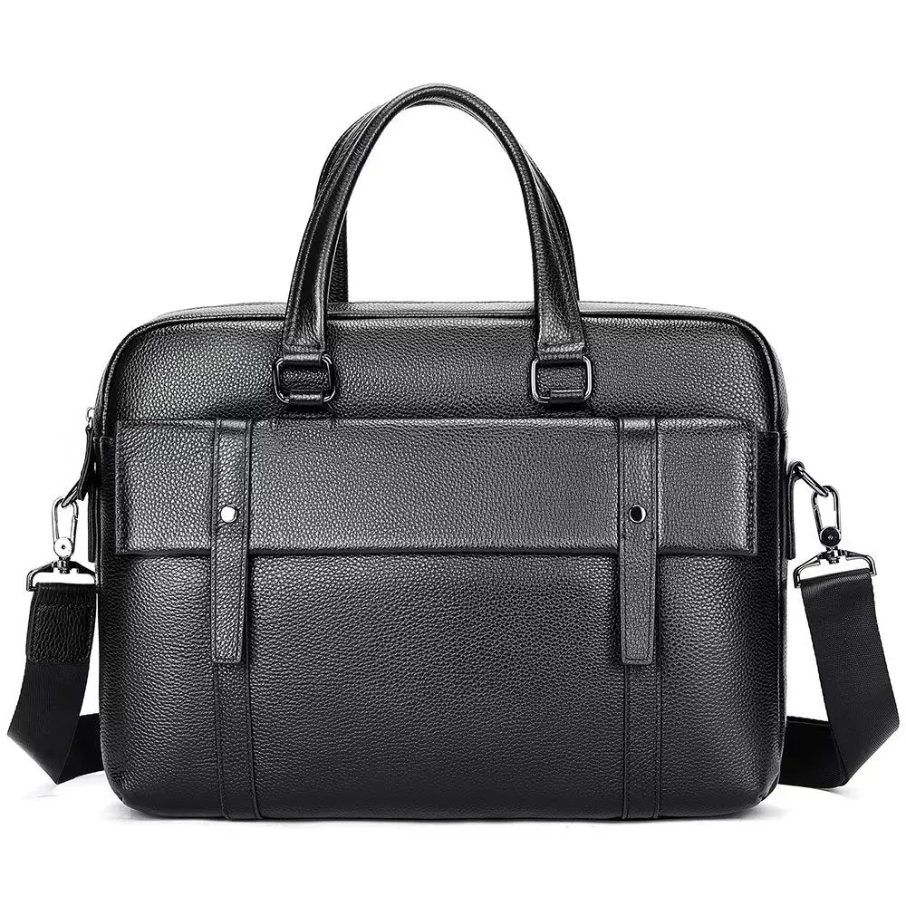 Luxury Leather Double Compartment Organizer Business Briefcase