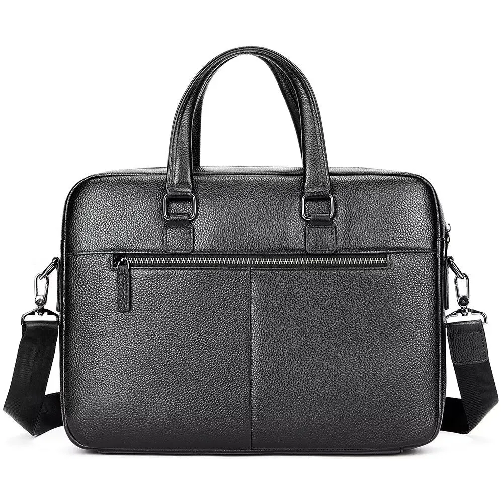 Luxury Leather Double Compartment Organizer Business Briefcase