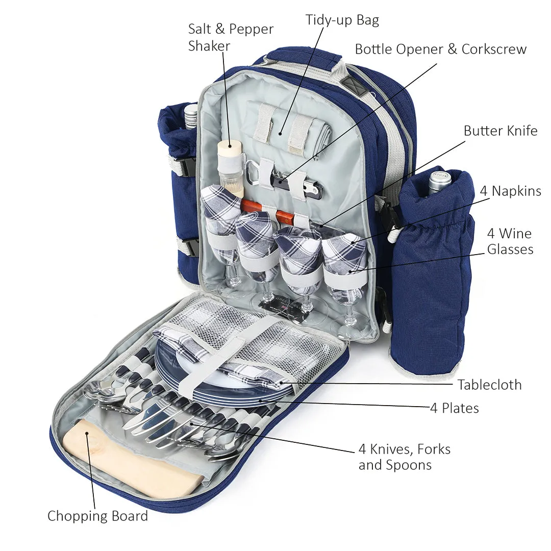 Luxury Picnic Backpack Hamper for Four People