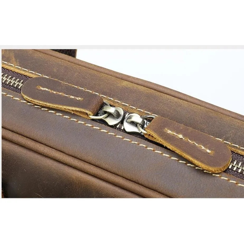 Luxury Zipper Leather Laptop Shoulder Briefcase