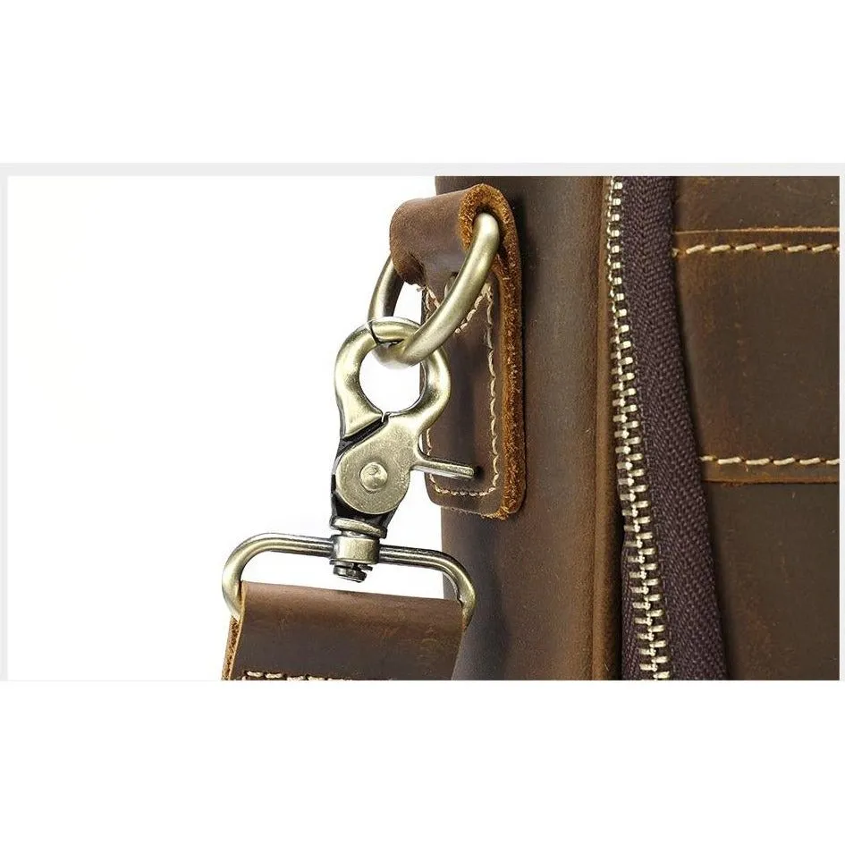 Luxury Zipper Leather Laptop Shoulder Briefcase