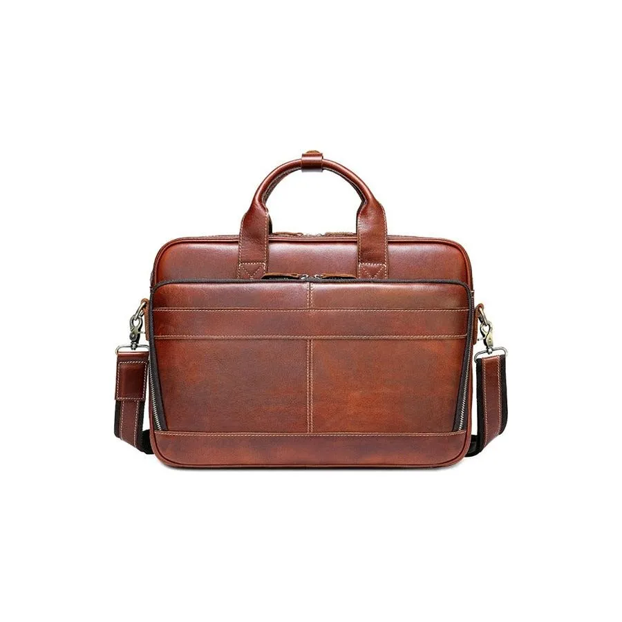 Luxury Zipper Leather Laptop Shoulder Briefcase