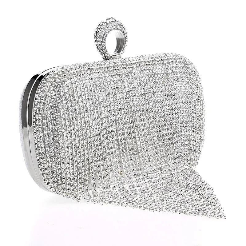 Luxy Moon Clutch Bags for Wedding Tassel Diamond Clutch