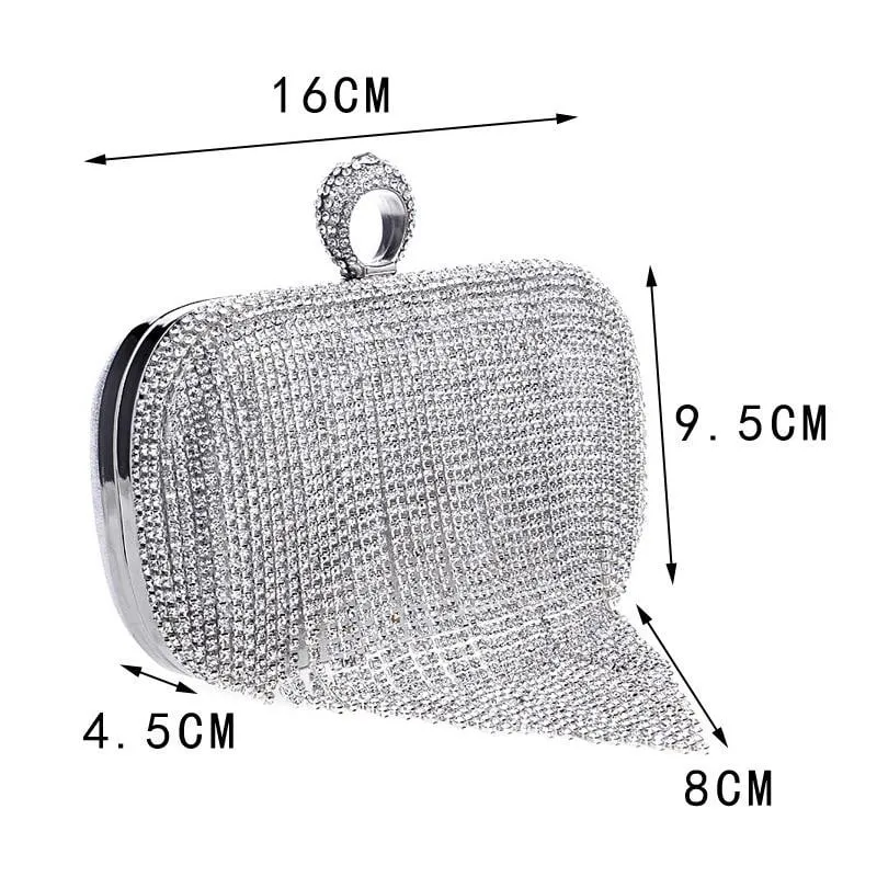 Luxy Moon Clutch Bags for Wedding Tassel Diamond Clutch