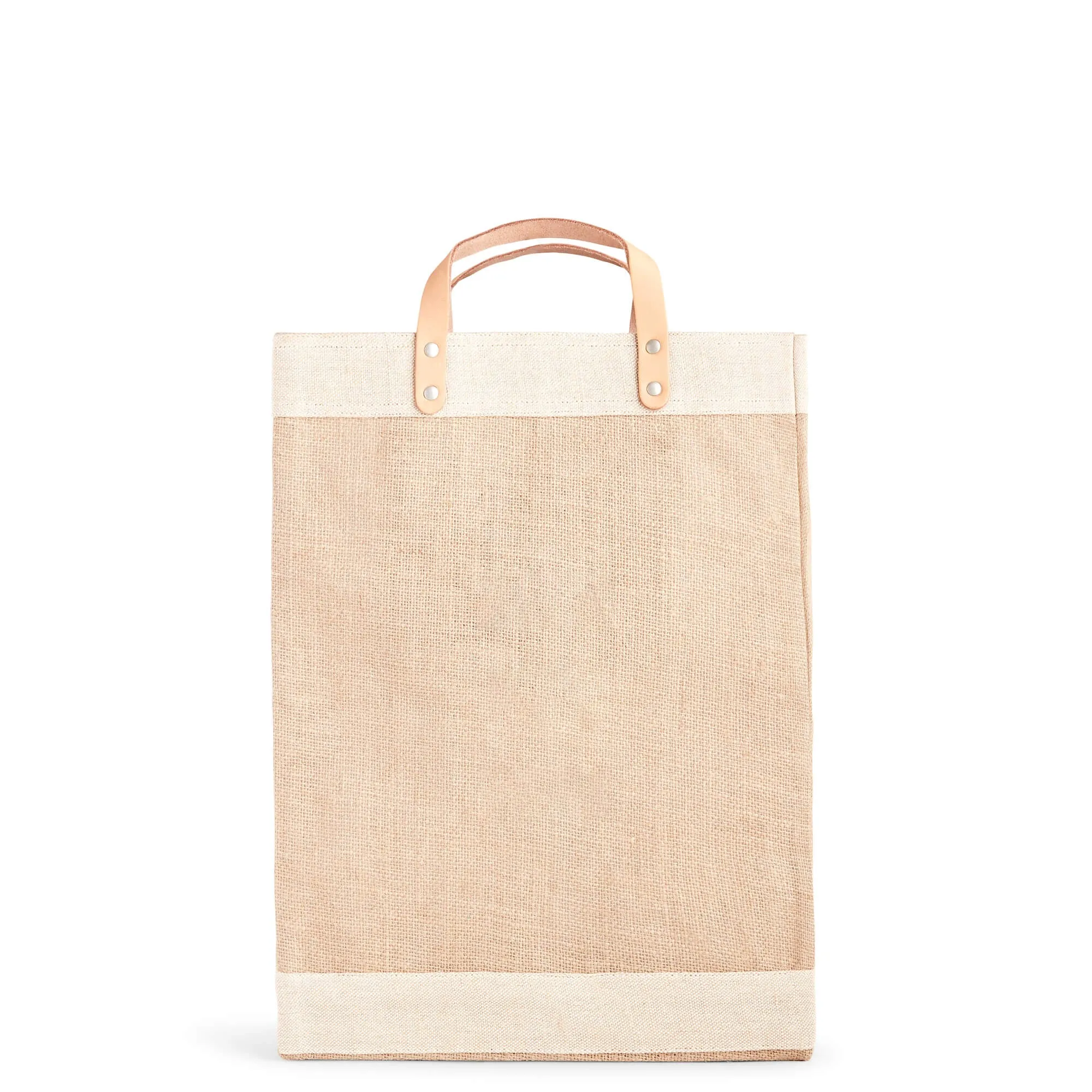 Market Bag in Natural with Black Monogram