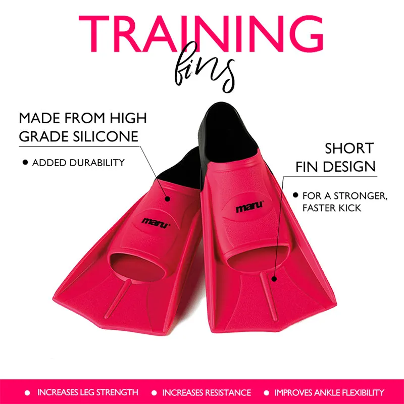 Maru - "New" Training Fins / Flippers - Neon Pink/Black