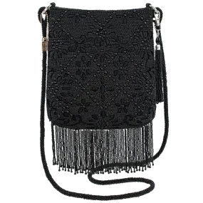 Mary Frances Black Fringe Crossbody Bag