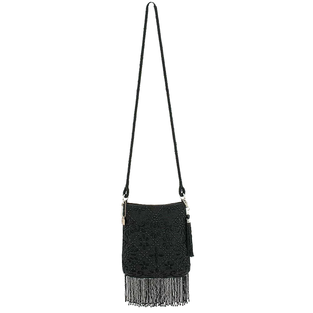 Mary Frances Black Fringe Crossbody Bag