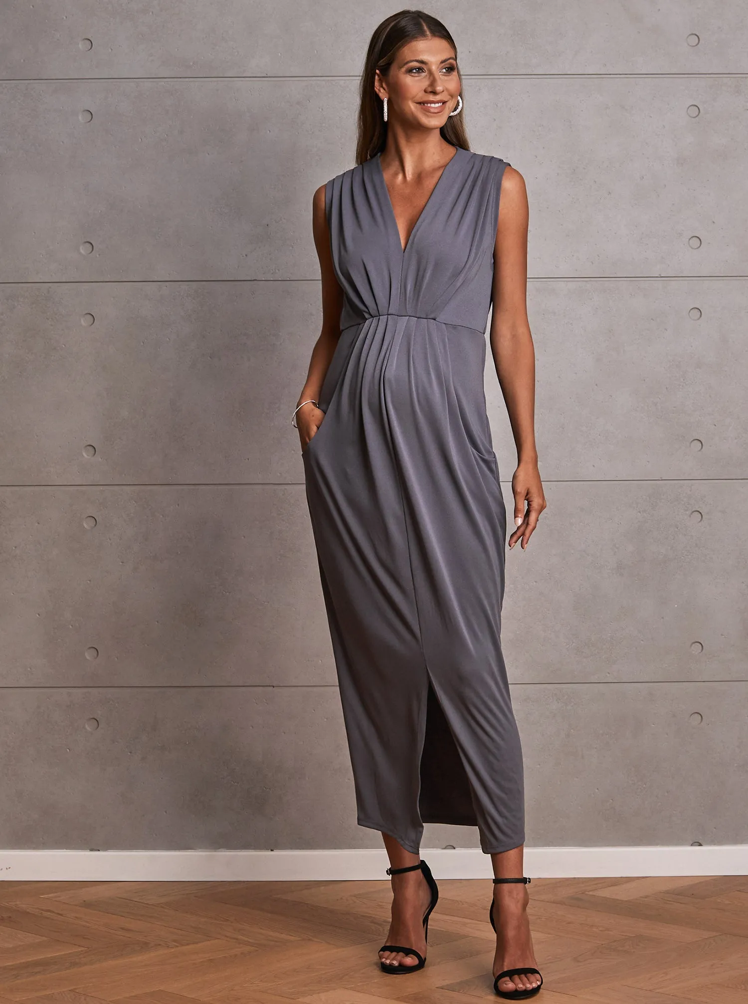 Maternity Evening Dress in Excalibur Grey