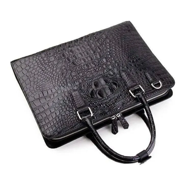 Mens Crocodile Skin Leather Briefcase