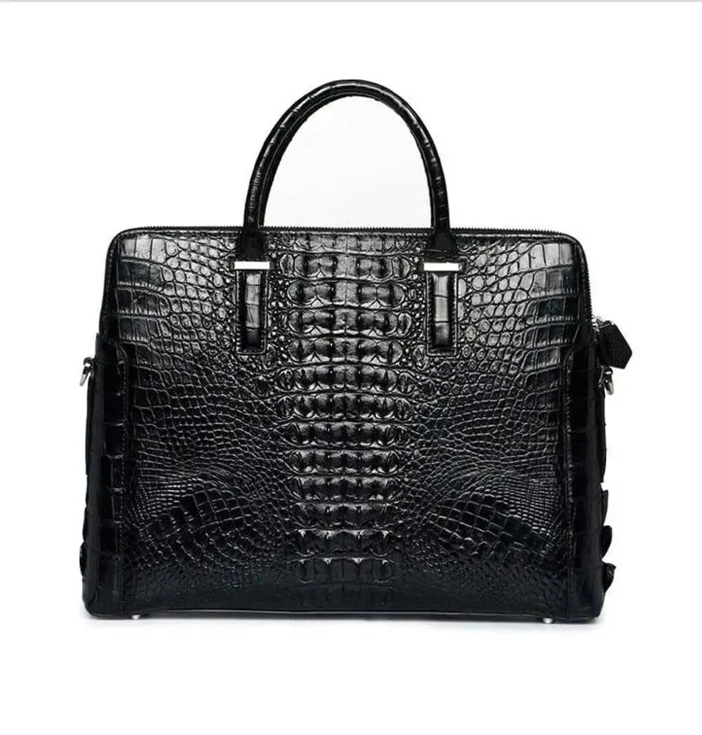 Men's Genuine Crocodile Leather Briefcase Laptop Bag Portfolio Computer Bag