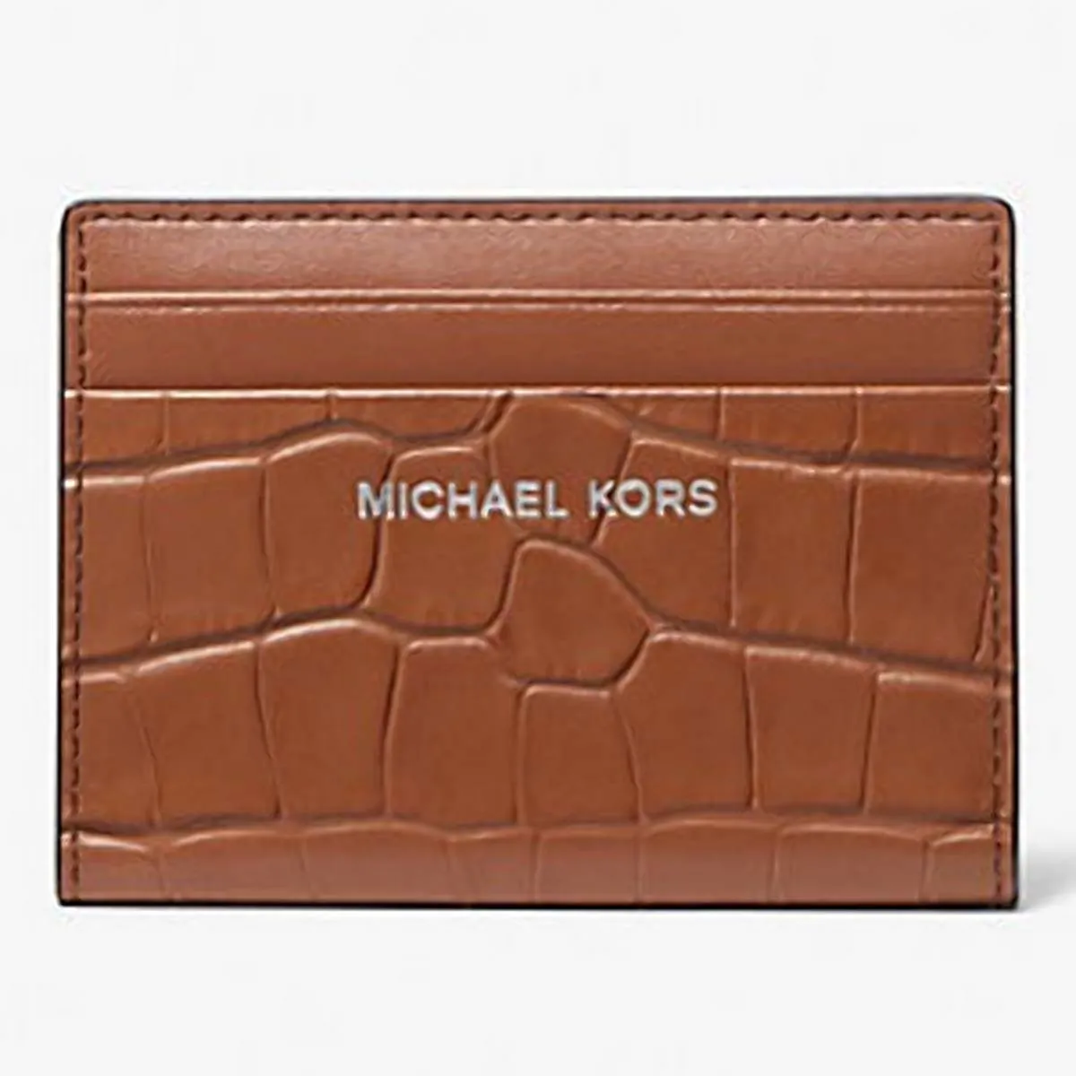 Michael Kors Hudson Crocodile Embossed Leather Bifold Wallet, Brown