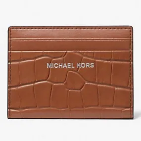 Michael Kors Hudson Crocodile Embossed Leather Bifold Wallet, Brown