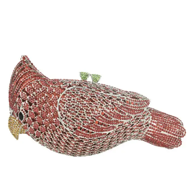 Mini Cute Woodpecker Bird Crystal Clutch Evening Bags Party Dinner Purse