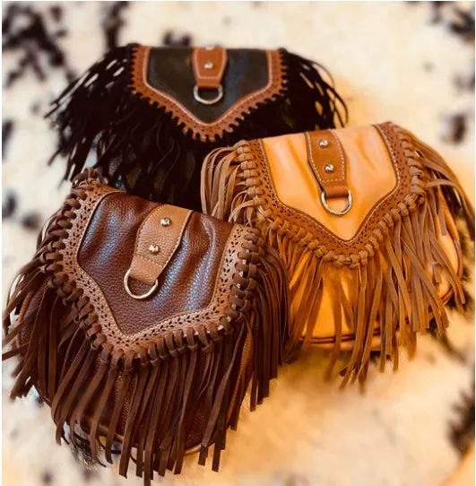 Mini Fringe Trim Flap Cross Body Bag