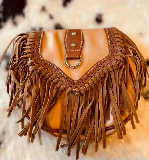 Mini Fringe Trim Flap Cross Body Bag