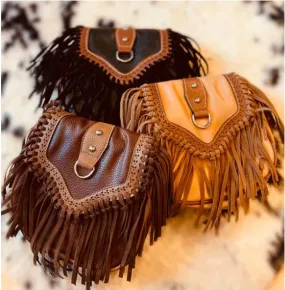 Mini Fringe Trim Flap Cross Body Bag