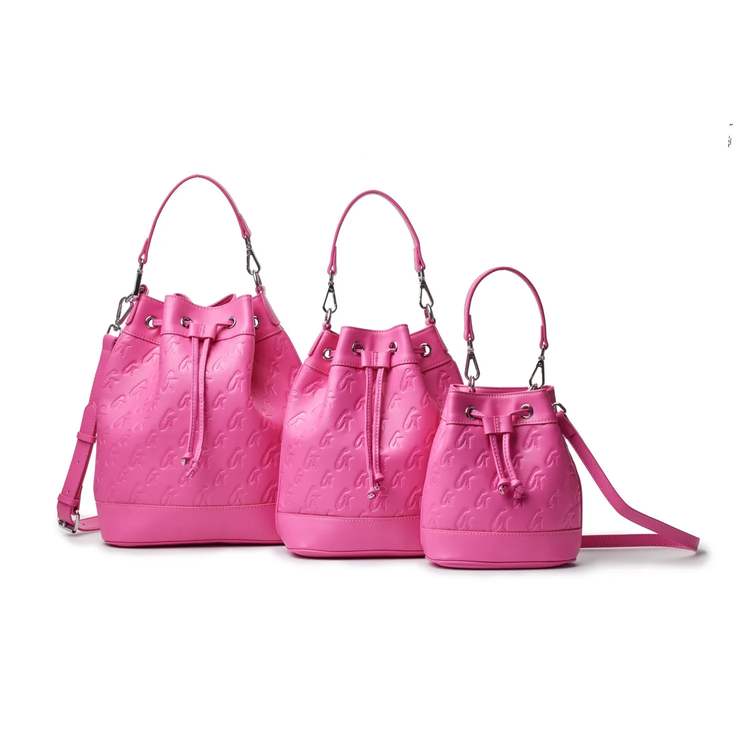 MINI MONOGRAM BUCKET BAG - HOT PINK