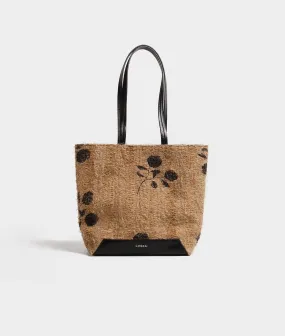 MISTY FLOWER knitted khaki tote bag